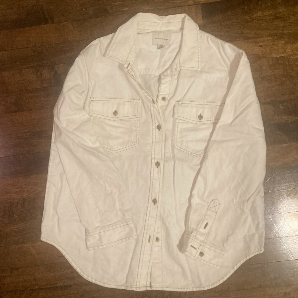 American Eagle White Oversize Button Down
